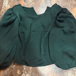 Express Dark Green Puff Sleeve Blouse